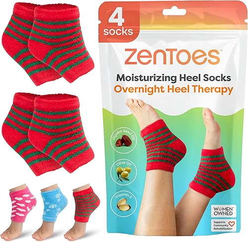 Miniatura 17 de ZenToes Calcetines de talón hidratante, 2 pares de calcetines de spa con forro de gel para curar y tratar talones secos y agrietados mientras