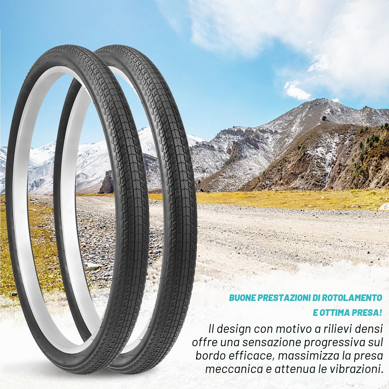 ZUKKA Set di 2 pneumatici pieghevoli da, 20/24/26 x 1,75 pollici, pieghevoli, per bicicletta,mountain bike, bicicletta per bambini