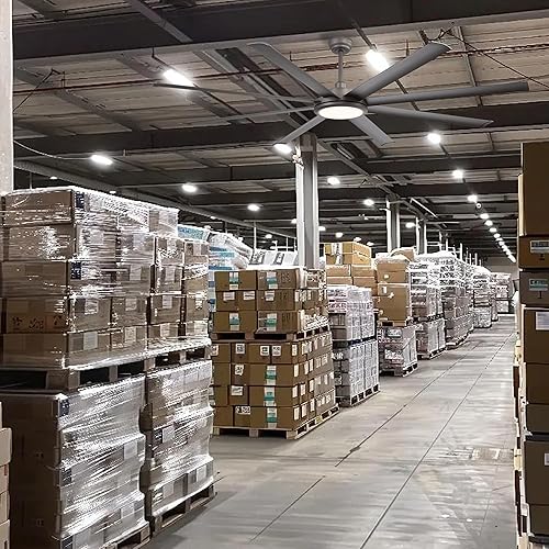 Miniatura 5 de WINGBO Ventilador de techo industrial de 64 pulgadas con luz y control remoto, ventilador de techo de 8 aspas de aluminio, 3CCT, motor CC reversible