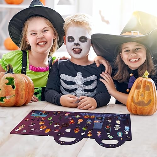 Miniatura 5 de TPQKA Libros de calcomanías reutilizables de Halloween para niños de 2 a 4 años, libro de actividades, libro de calcomanías de Halloween para niños
