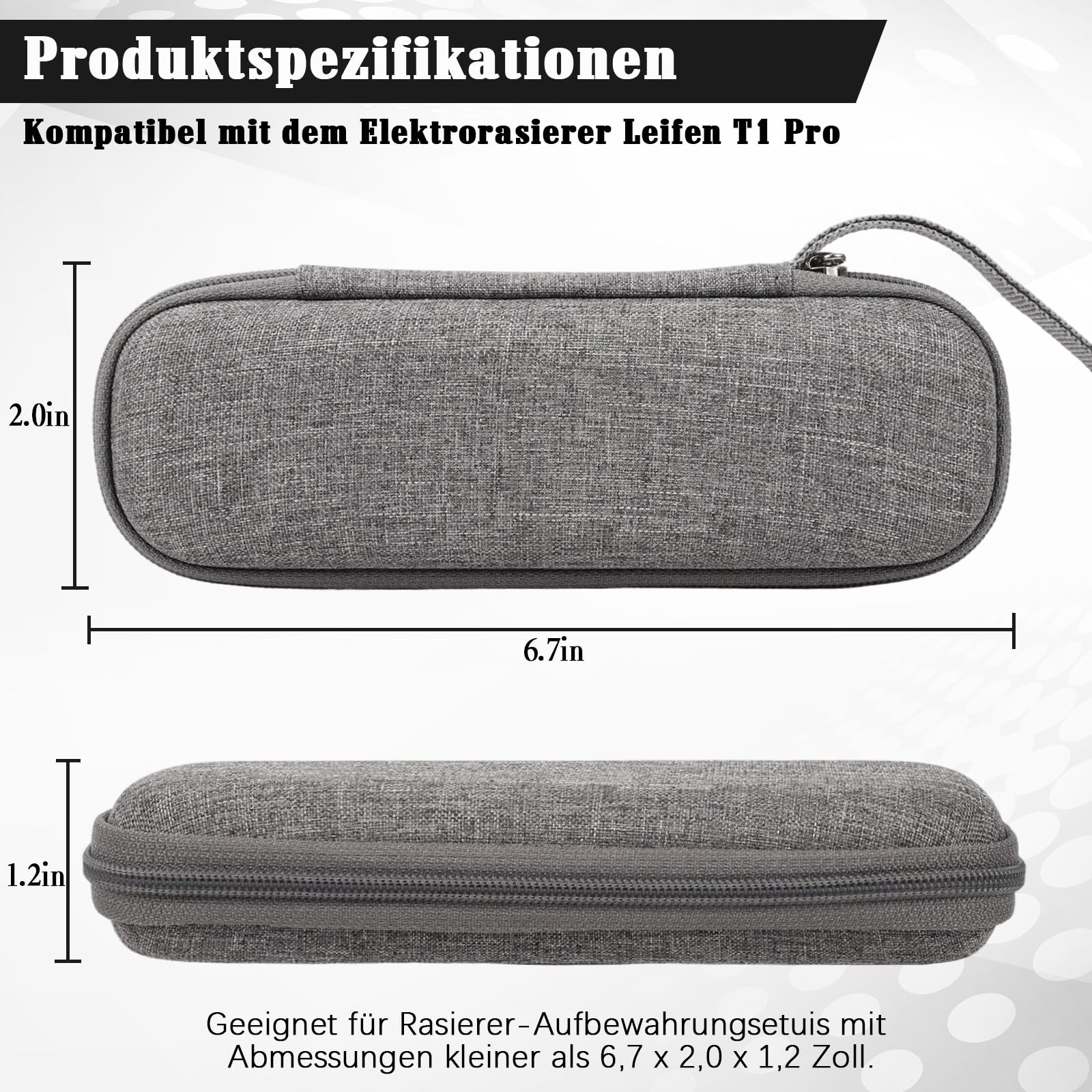 Custodia protettiva per rasoio elettrico Laifen T1 Pro, custodia rigida per le versioni barba corta e lunga, resistente agli urti, all'acqua e ai graffi. (grigio)
