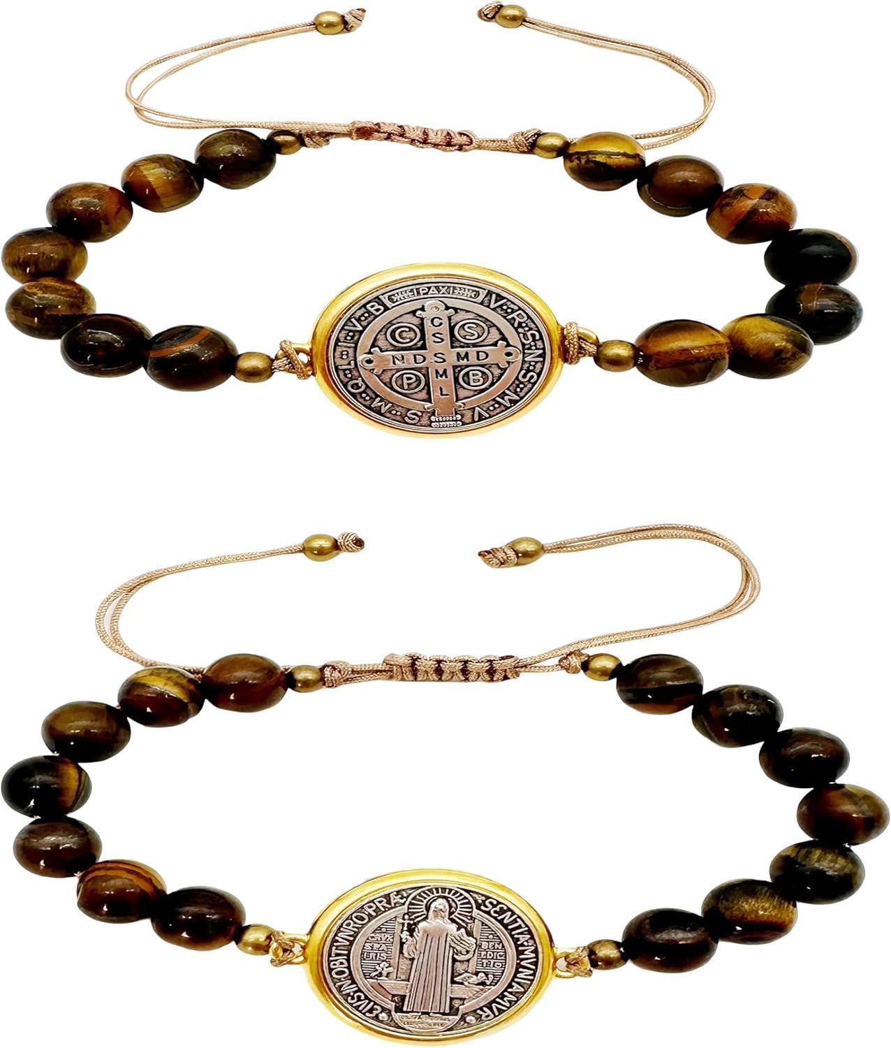 14K Gold Filled San Benito Bracelet For Women And Men, Saint Benedict Medal Bracelet Adjustable String Bracelets Religious, Pulseras De San Benito, Rosario De San Benito