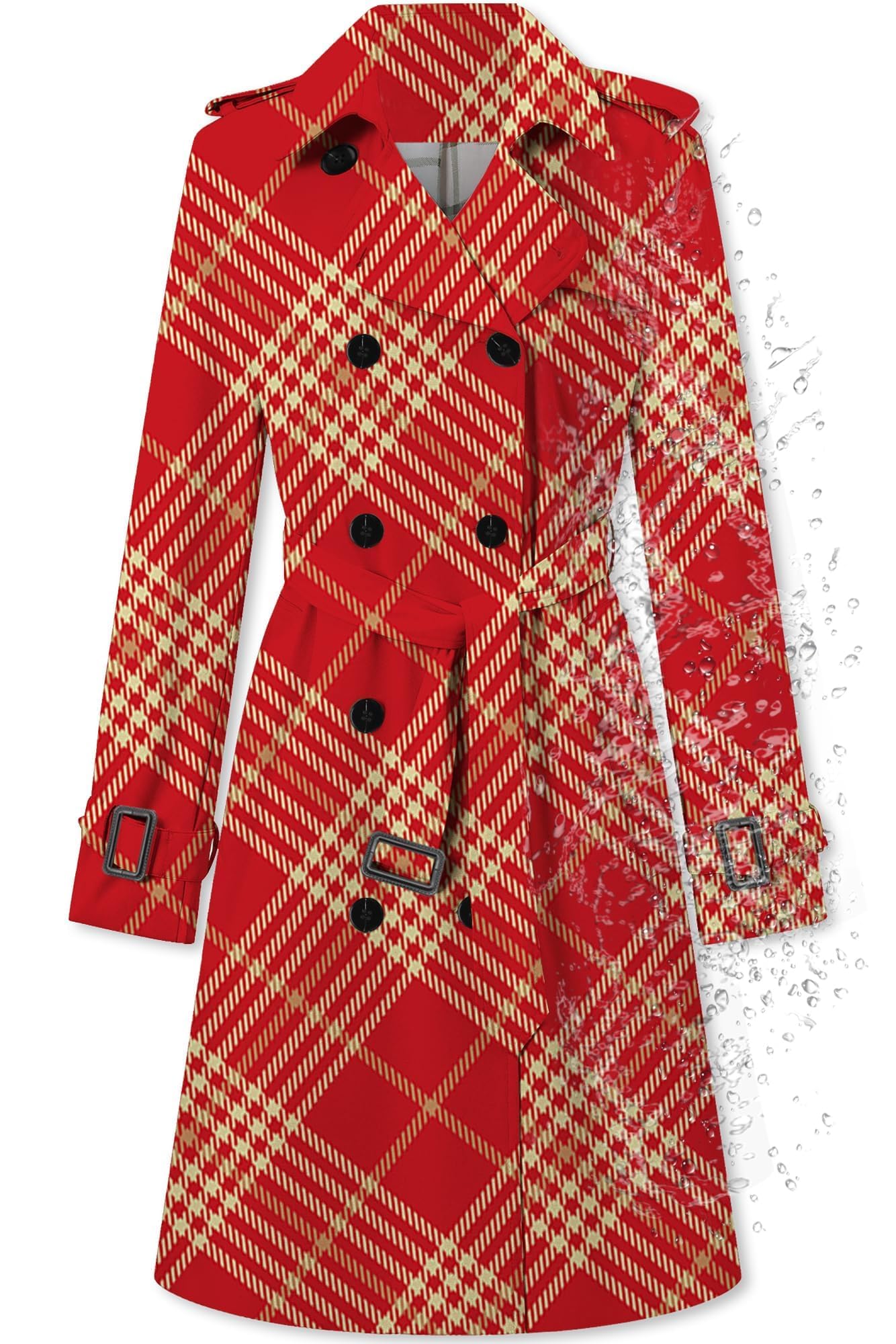 betusline Women's Double Breasted Waterproof Trench Coat Classic Lapel Overcoat with Belt-picture-45