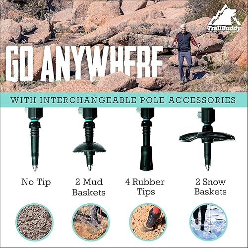 Miniatura 4 de Bastones de senderismo, paquete de 2 bastones de senderismo ligeros y plegables para raquetas de nieve y equipo de mochilero, bastones para