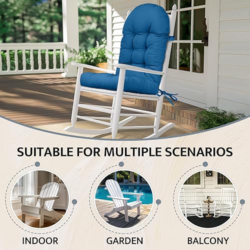 Miniatura 6 de Adirondack - Cojín para silla copetudo, extra grueso, con respaldo alto, para exteriores, impermeable, para fogata, mecedoras, antideslizantes,