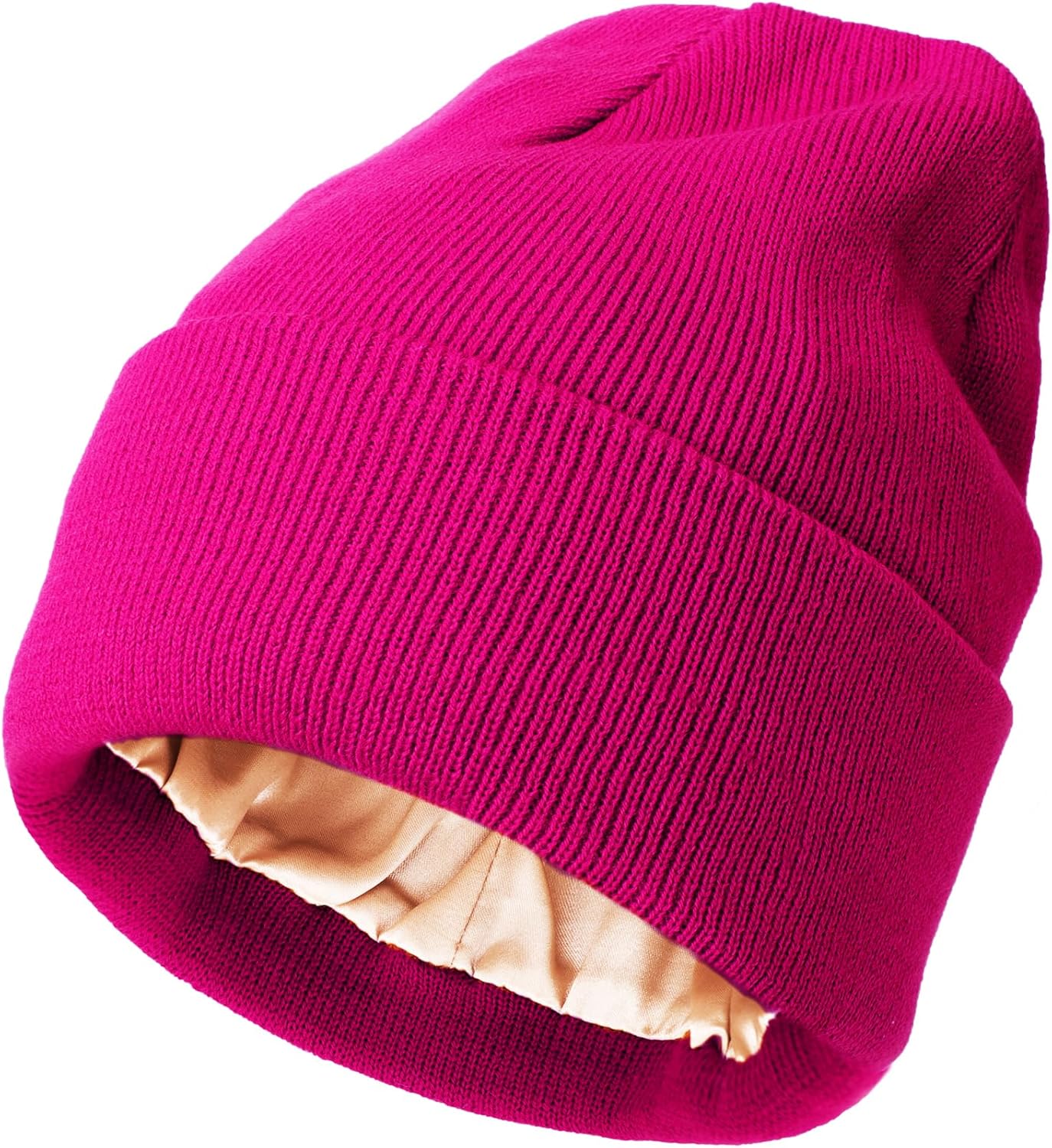 Womens Satin Lined Knit Beanies Hat Warm Silk Lined Winter Hat for Women Men Soft Slouchy Cuffed Unisex Skull Cap