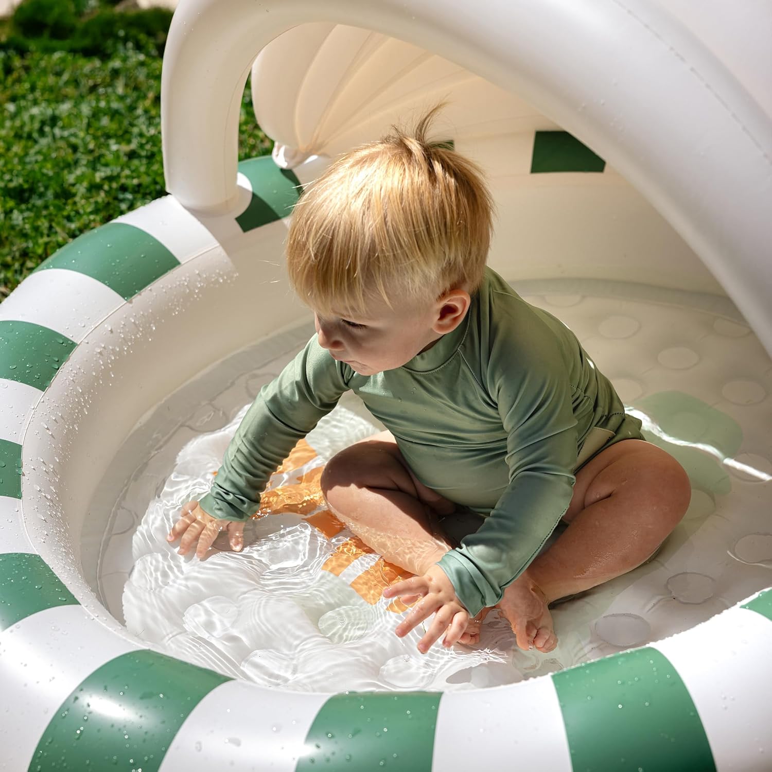 Sunnylife Kids Inflatable Pool, Eli The Elephant, Green, 47.24x41.73x26.77 in, PVC, 100L Capacity