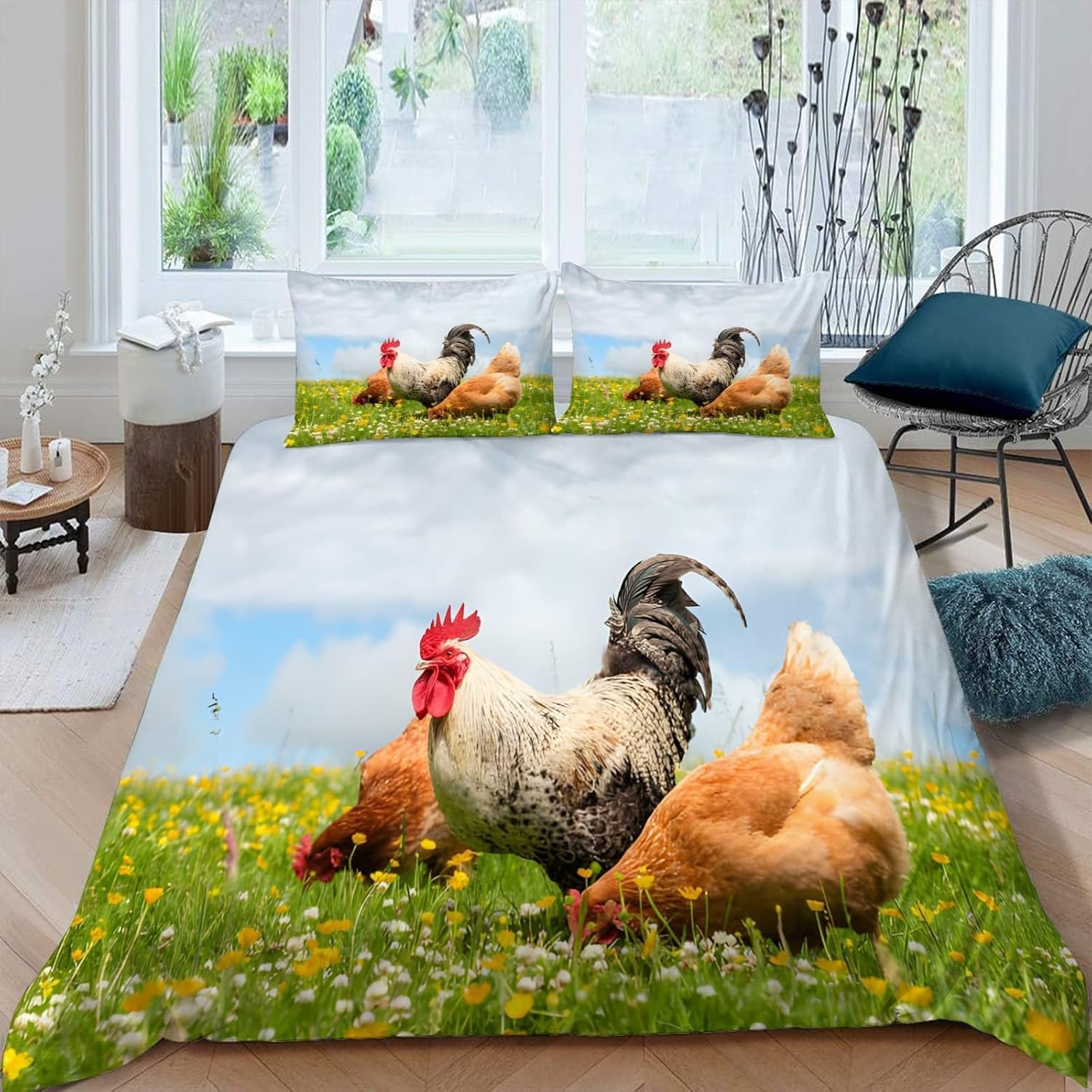 Housse couette 2 personnes animaux 240x260 avec finitions soignées imprimé 3D