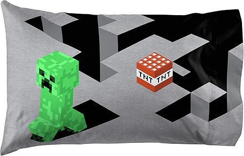 Miniatura 4 de Jay Franco Minecraft Creeper - Manta de 3 piezas, incluye manta y fundas de almohada