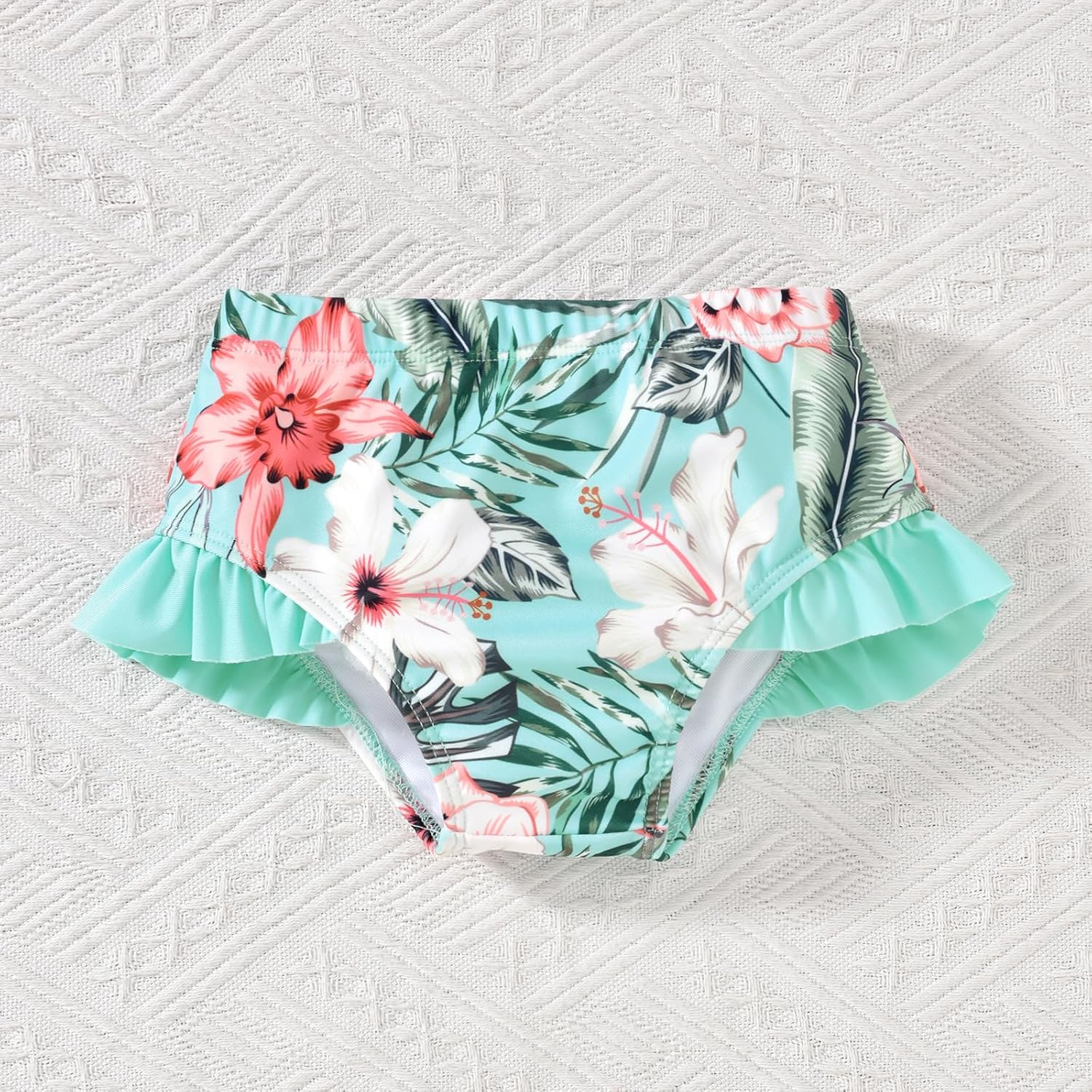 Infant Toddler Baby Girl Two Piece Swimsuit with Cover Up Skirt Ruffle Bathing Suit Bikini Headband Set - Image 6