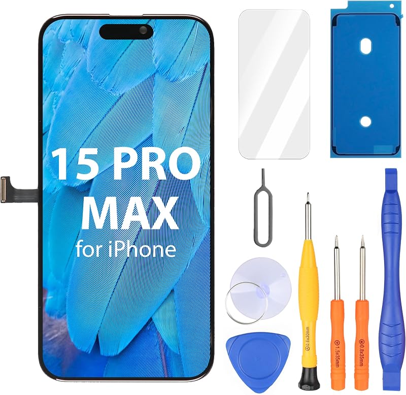 Ayake for iPhone 15 Pro Max Screen Replacement, 6.7 inch FHD LCD Display and Touch Digitizer Screen, True Tone Programmable, Face ID Remains (for A2849, A3105, A3106, A3108)