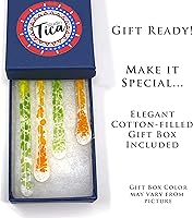 Vista 6 de Handmade Glass Swizzle Sticks: The Aiden (Paradise Collection) - 7.25 inch stirrer for Coffee Tea and Mugs - Set of 4 with Gift Box by studioTica