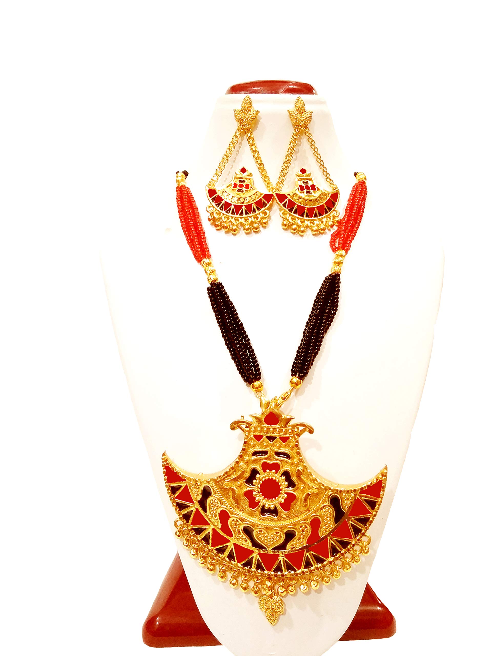 balaji gold Womens Micro Gold plated Copper Base Assamese Traditional gohona Set (Red black) (B08DF4XHPG) Amazon Price History, Amazon Price Tracker