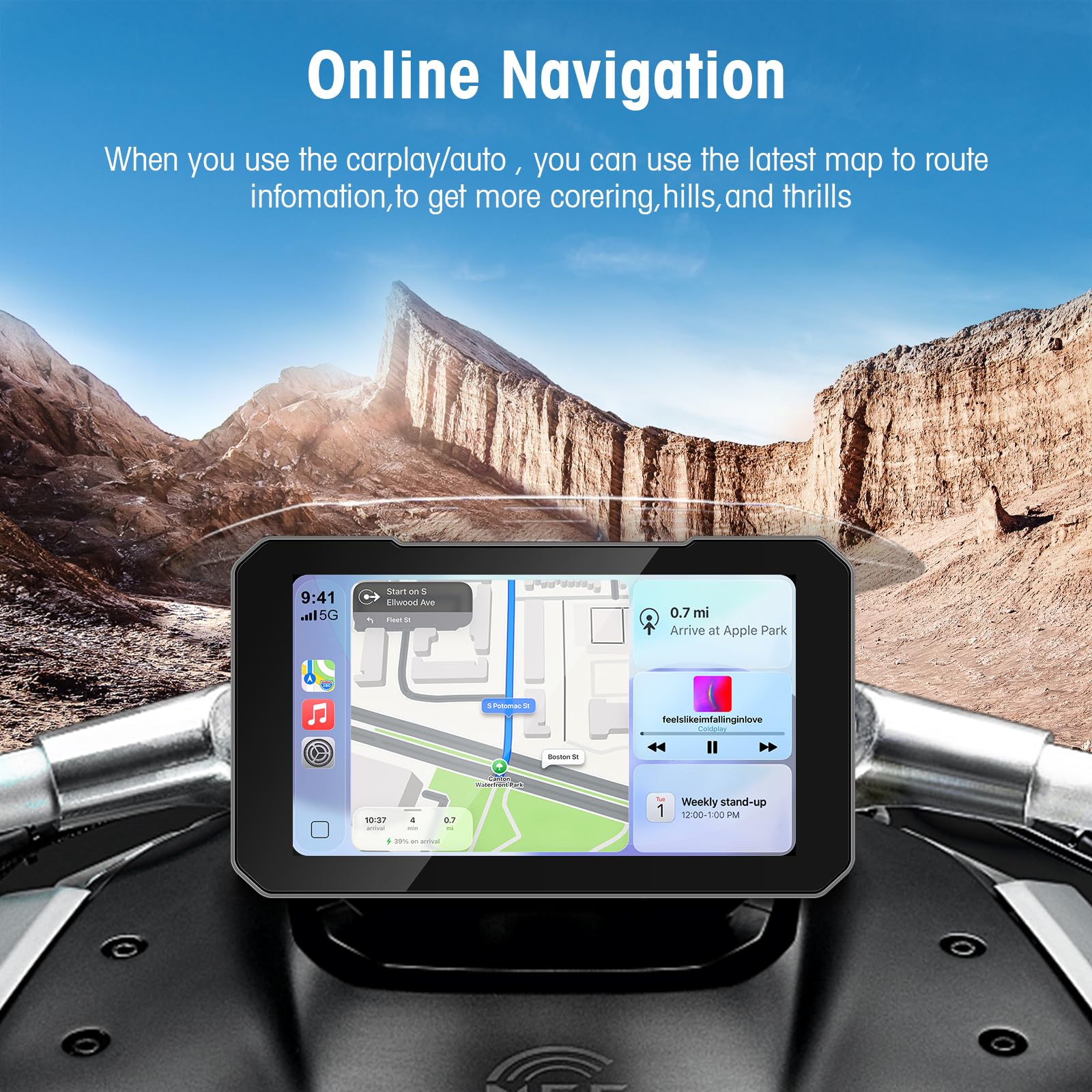 Navigatore Moto Wireless 5 Pollici CarPlay Android Auto GPS Impermeabile IP67 Bluetooth TPMS