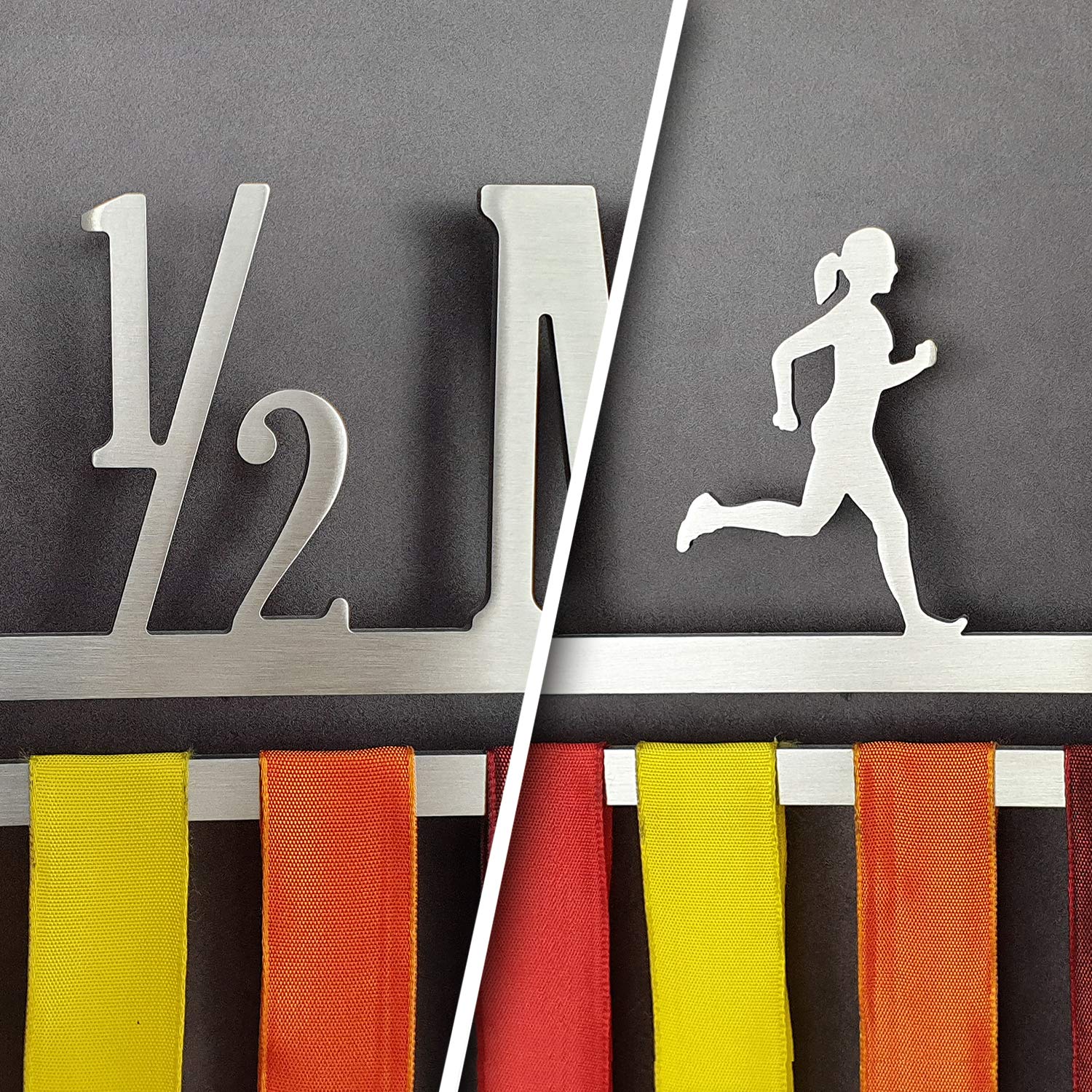 MEDALdisplay "Half Marathon - Wandmedaillenhalter für Läufer Halbmarathon - Bringen Sie bis zu 30 medaillen - Rostfreier Stahl 100% hergestellt in Italien