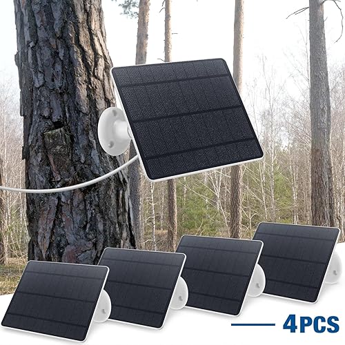 Miniatura 6 de Fabbay 4 paneles solares de 5 W para cámara de seguridad, panel solar de carga para cámara inalámbrica, panel solar ajustable de 360 grados, IP67,