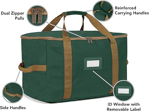 Vista 27 de Covermates Keepsakes Rolling Treasurekeeper Storage Bag - Carrying Handles, ID Window, Dual Wheels - Holiday Storage, Green