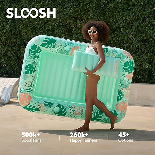 Miniatura 6 de SLOOSH Flotador inflable para tumbona para piscina, 70 x 46 pulgadas, flotadores de piscina para adultos con almohada, flotador 4 en 1 para tina