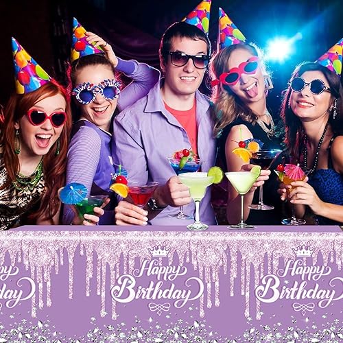 Miniatura 4 de Egami Mantel de fiesta de feliz cumpleaños con diamantes con brillantina suministros de fiesta para niños y niñas 70 x 42 pulgadas para suministros