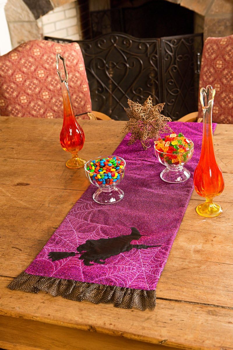 Witching Hour Halloween Table Runner, 13 by 108", Purple