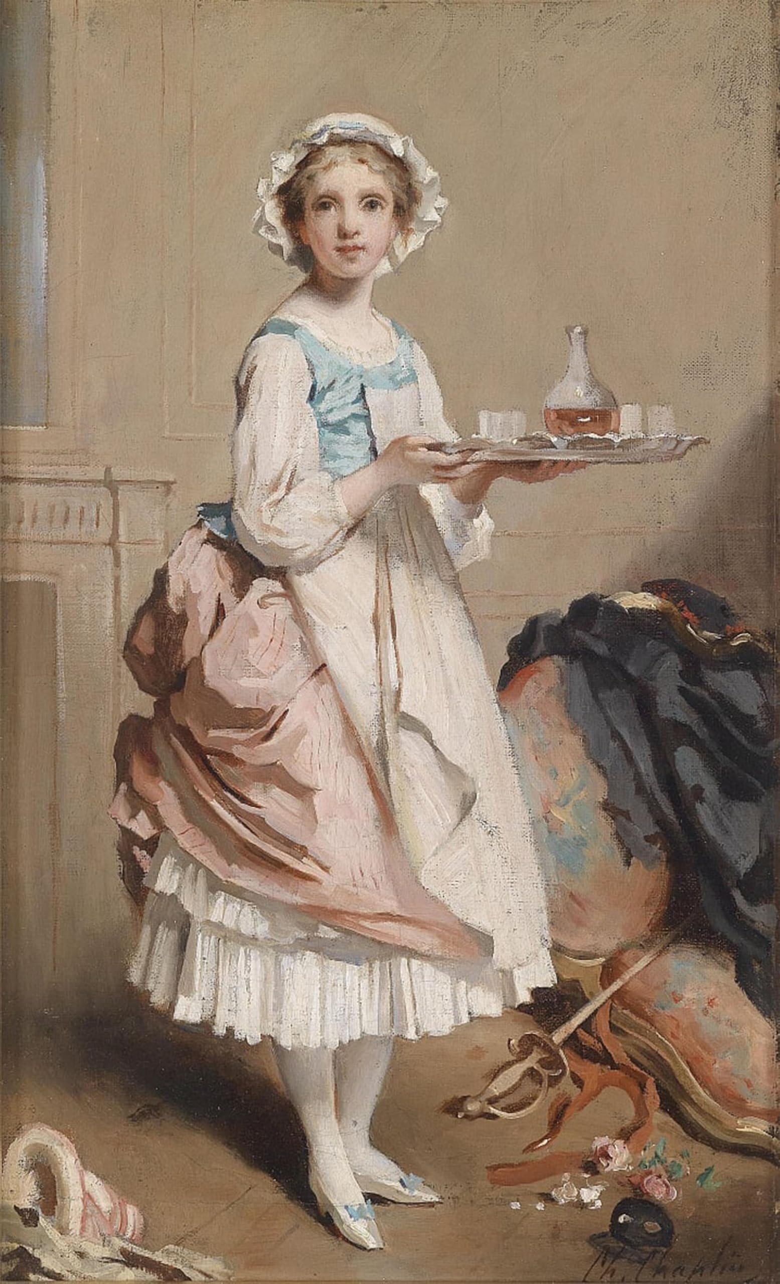 SERENDIPITP Vintage Picture Print on Canvas Wall Art Poster the Chambermaid by Charles Joshua Chaplin Artwork Print Poster for Wall Decor 60x90cm