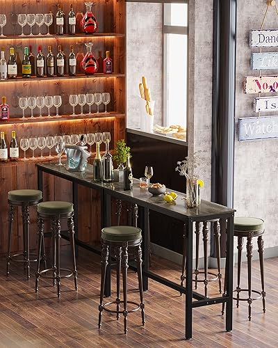 Miniatura 9 de Teraves Mesa de bar, mesa de bar con altura de barra, mesa de altura de mostrador con marco de metal resistente, mesa rectangular alta para cocina y