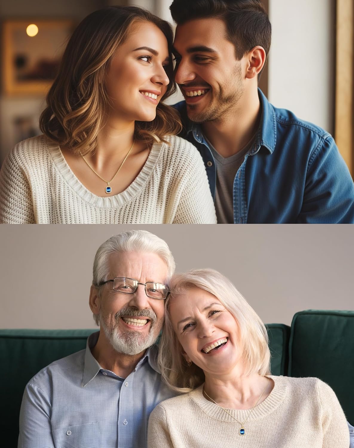 Valentine's Day Gifts for Her 14K Plated Gold Necklace for Women Square Crystal Necklace with Snake Chain Gold Jewelry for Womens Birthday Gifts for Wife Birthstone Necklaces for Wife Jewelry for Girlfriend Gift for Anniversary Wedding Valentines Mother's Day - Image 5