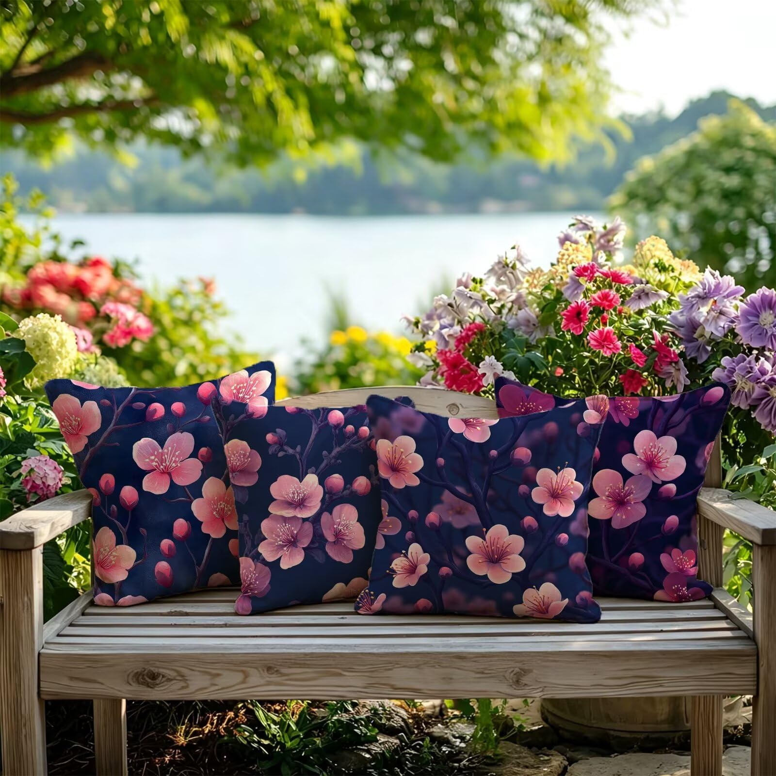 Leinen Kissenbezug Lila 4 Stück Quadratisch Outdoor Kissen 45x45 GJ-303