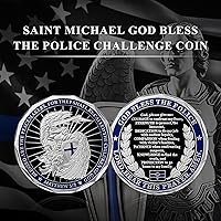 Vista 5 de Moneda de desafío de oración policial San Miguel Dios bendecido a la policía, delgada línea azul aplicación de la ley regalos de agradecimiento
