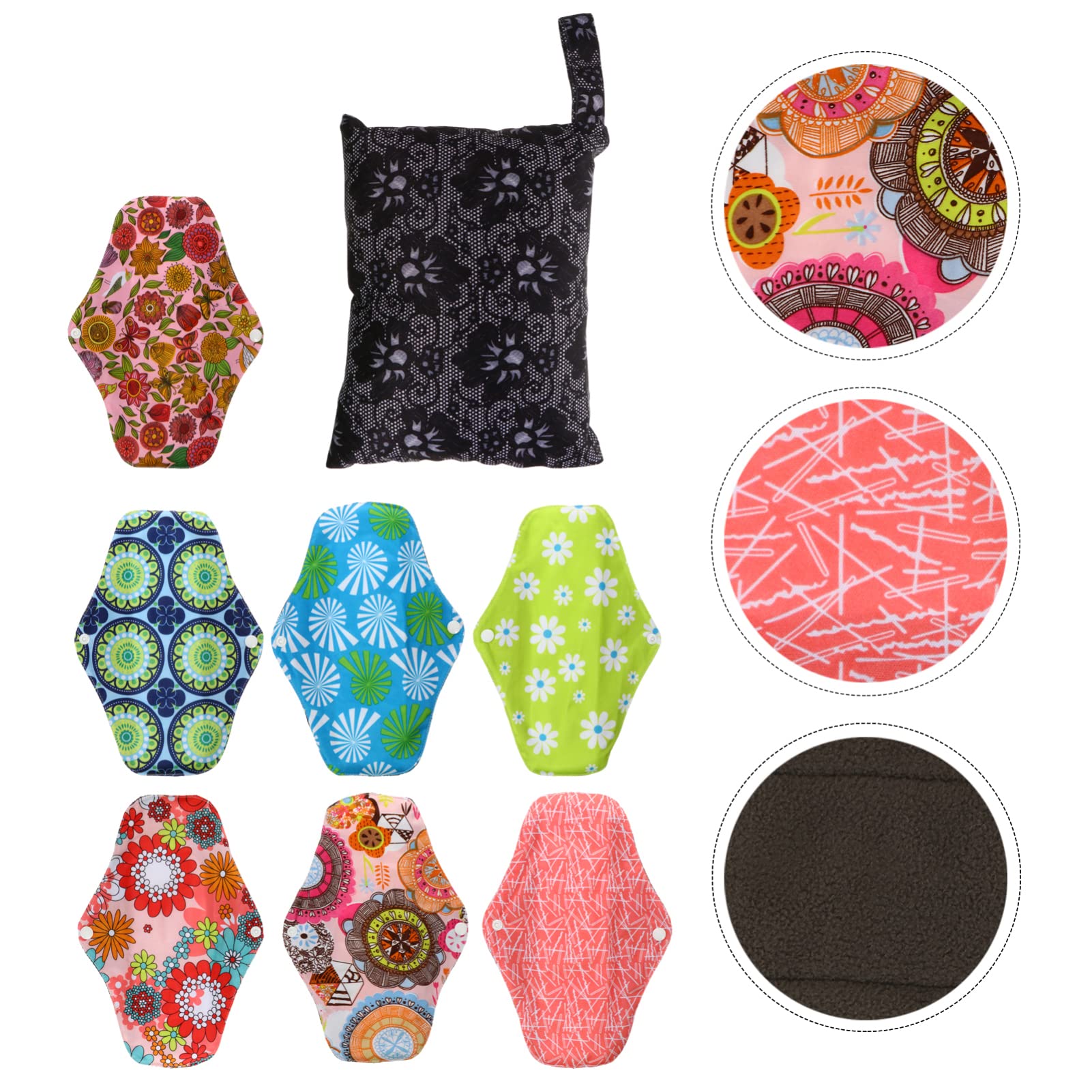 minkissy 8 Toallas Sanitarias Lavables Toalla Sanitaria para Mujer Diseño de Hebilla Ajustable Absorción Superficial y Secado Rápido