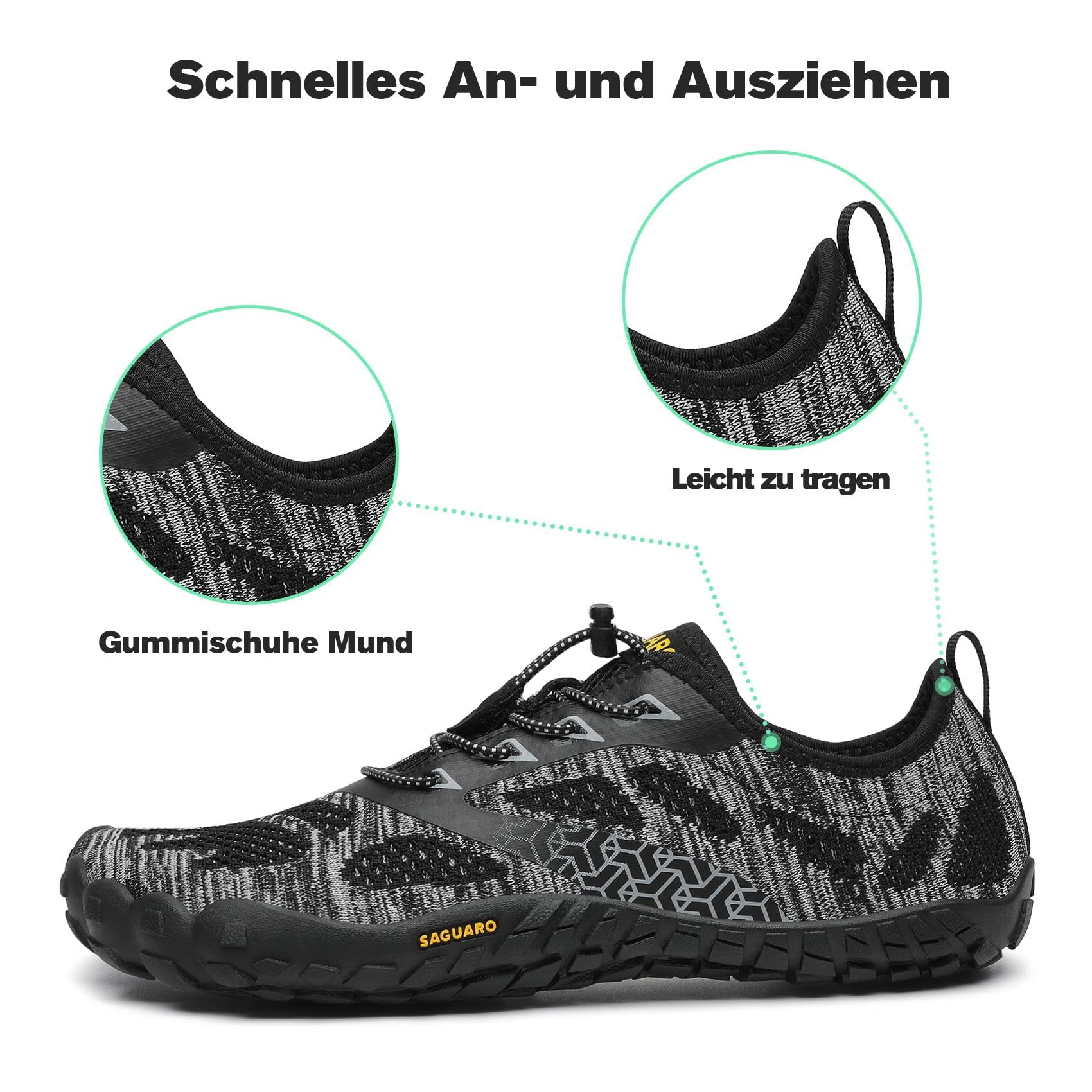 SAGUARO Estate Scarpe Barefoot Minimaliste Uomo Comode e Leggere Antiscivolo Trekking Trail Running Scarpe Asciugatura Rapida Outdoor e Indoor