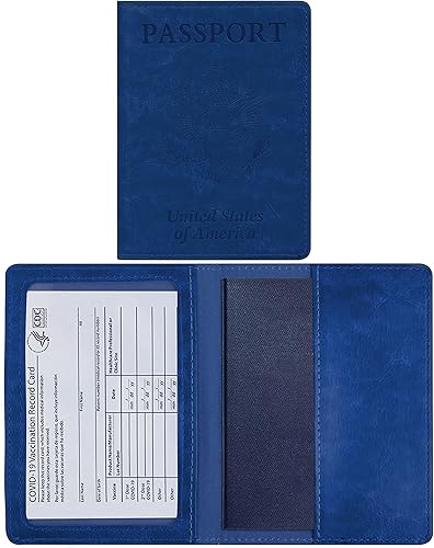 Combo de tarjetero para pasaporte y carné de vacunación, portapasaportes con ranura para tarjeta de vacunación resistente al agua, funda protectora
