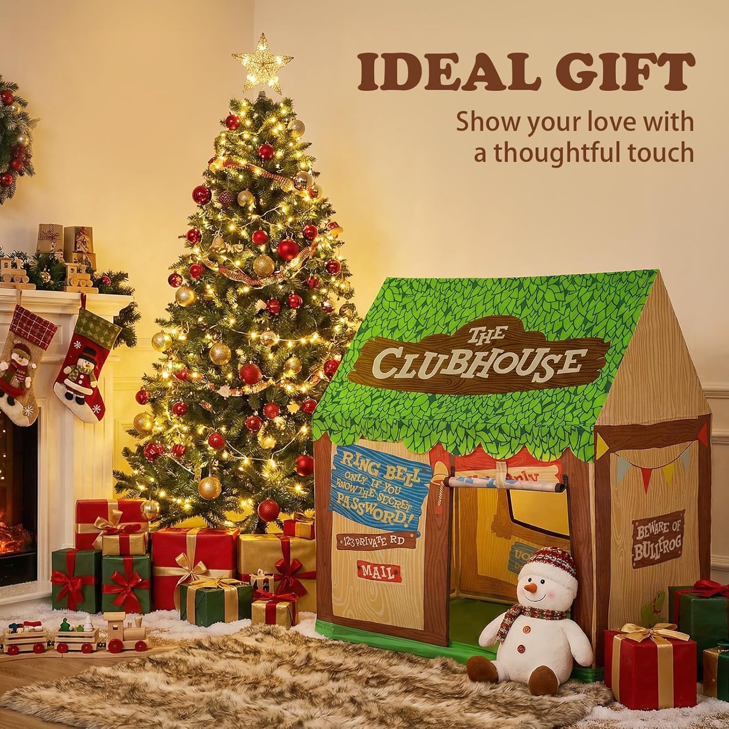 SweHouse Kids Play Tent Indoor: Clubhouse Tent for Toddler with Roll-up Door & Windows Playhouse - Boy Girl Tent Outdoor Birthday Gifts Toys - Image 6