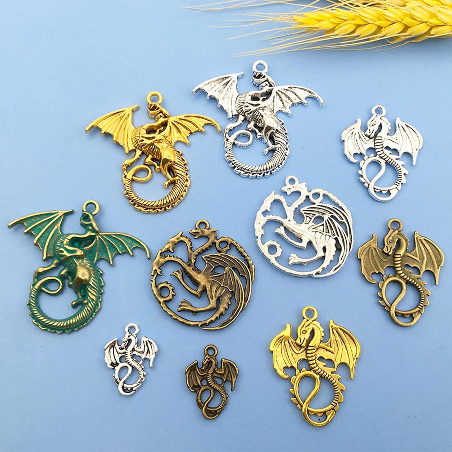 30Pieces Craft Supplies Mixed Flying Dragon Charms Pendants Beads Charms Pendants for Jewelry Making Necklace Bracelet Accessaries - Image 6