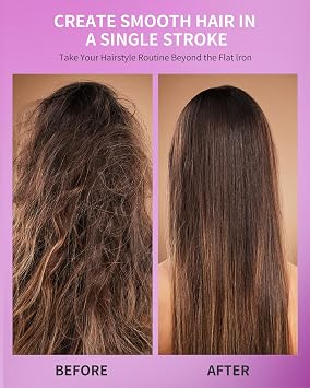 Hair Straightening Brush Hot Oil 9 Temp Ionic Hair Straightener Comb with LED Display, Fast Heating PTC Tech & Heat Shield, Auto Shut-Off Kaasage 2-in-1