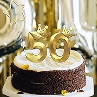 Vista 3 de Vela de cumpleaños número 8 Velas de número 3D diseñadas con corona para decoración de pasteles 8 velas doradas