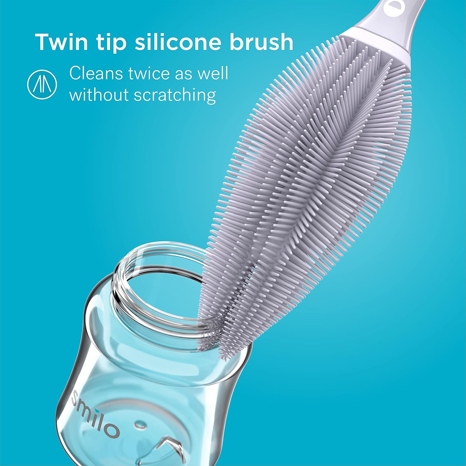 Smilo Baby Bottle Feeding Gift Set - Bottle Set with 100% Silicone Newborn Pacifier, Replacement Nipples and Baby Bottles Cleaning Brush - Perfect Essentials and Gift for Girls & Boys - Blue