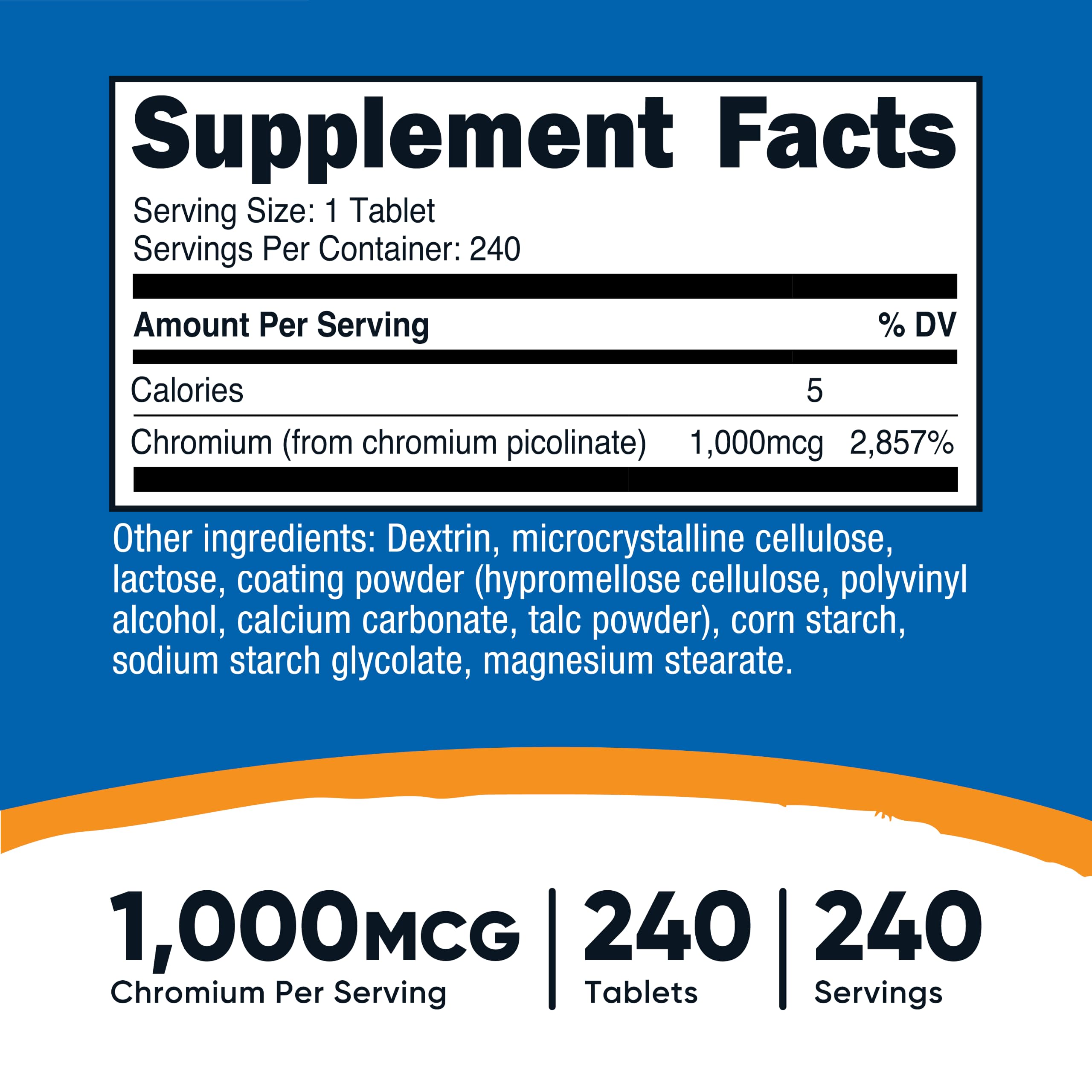 Nutricost Chromium (1000mcg) 240 Tablets - Gluten Free, GMO-Free — Amazon image 2