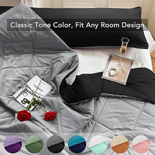 Miniatura 4 de Seward Park Solid - Colcha de microfibra de color reversible, de felpa hipoalergénica y relleno de microfibra ligera, inserto de edredón o colcha