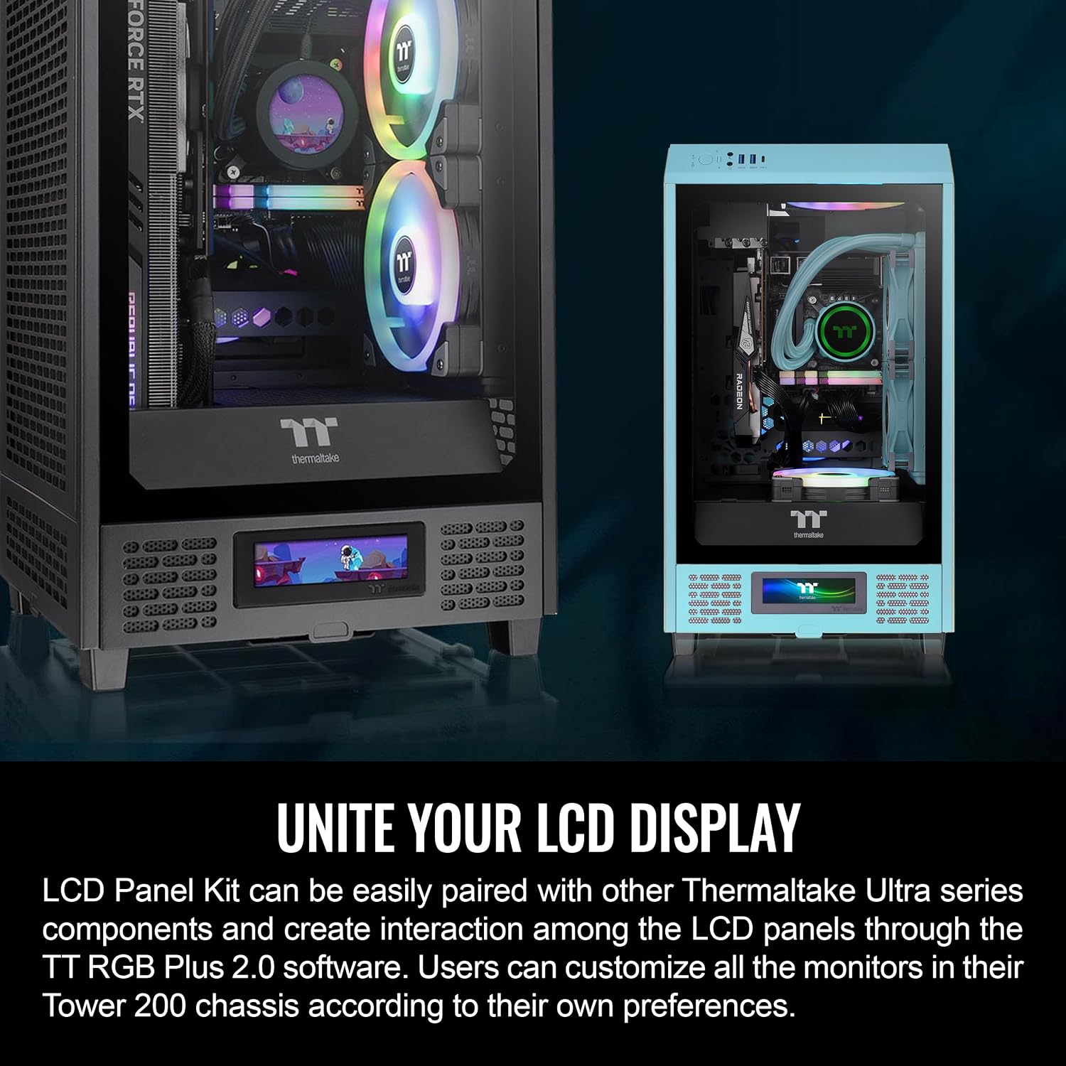 Thermaltake Tower 200 Series Turquoise LCD Panel Kit, 3.9" LCD Display, Supported by Tt RGB Plus 2.0 Software, AC-067-OOCNAN-A1, 3 Year Warranty - 5