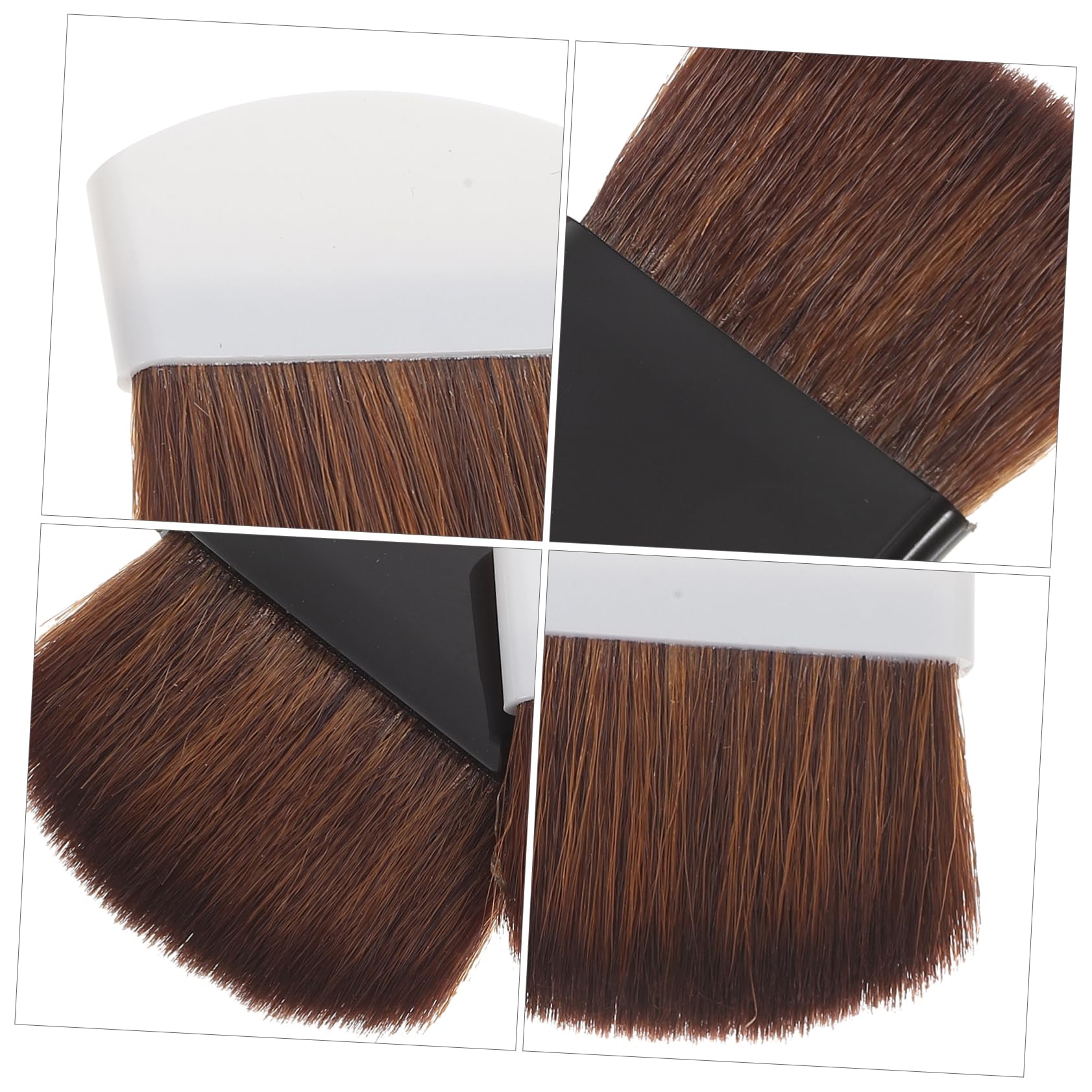 Brocha para Rubor Portátil de Plástico, Pack de 2, Color Claro y Negra | Brochas de Maquillaje para Rubor, de Pelo de Caballo, Suaves y Densas, para Base, Cepillo Profesional