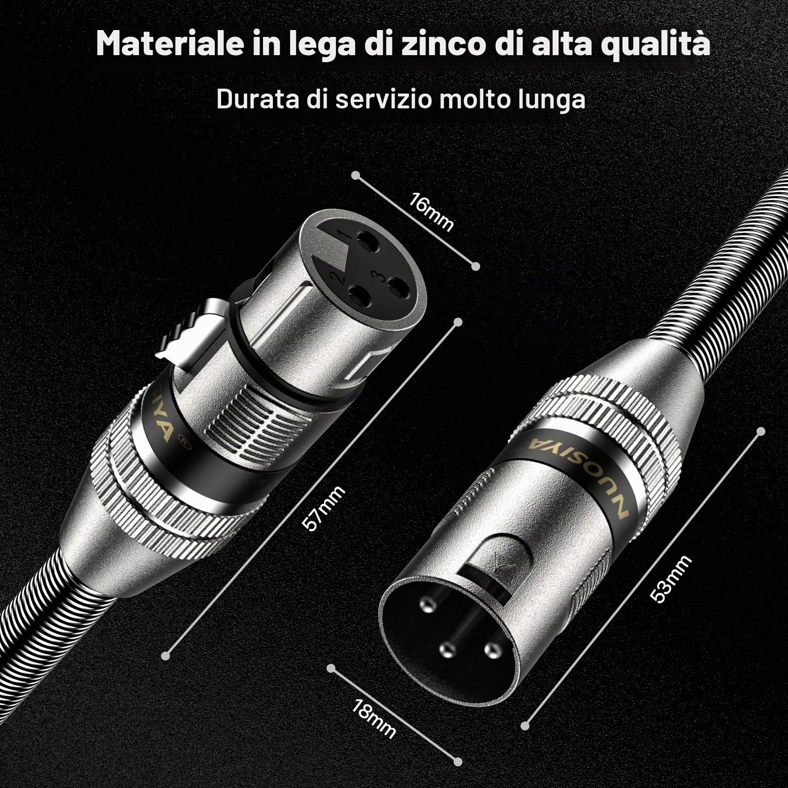 Cavo XLR Bilanciato 10m, 2 Pacchi Design SR a molla in metallo Cavo per Microfono,per Registratore da Studio, Microfono, Mixer, Sistema di Altoparlanti