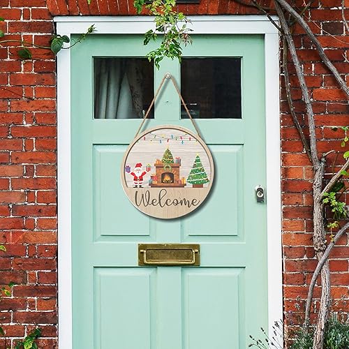 Miniatura 6 de Letrero colgante de madera para puerta delantera, decoración de Navidad, decoración de invierno para el hogar, pared, porche, patio, jardín, granja,
