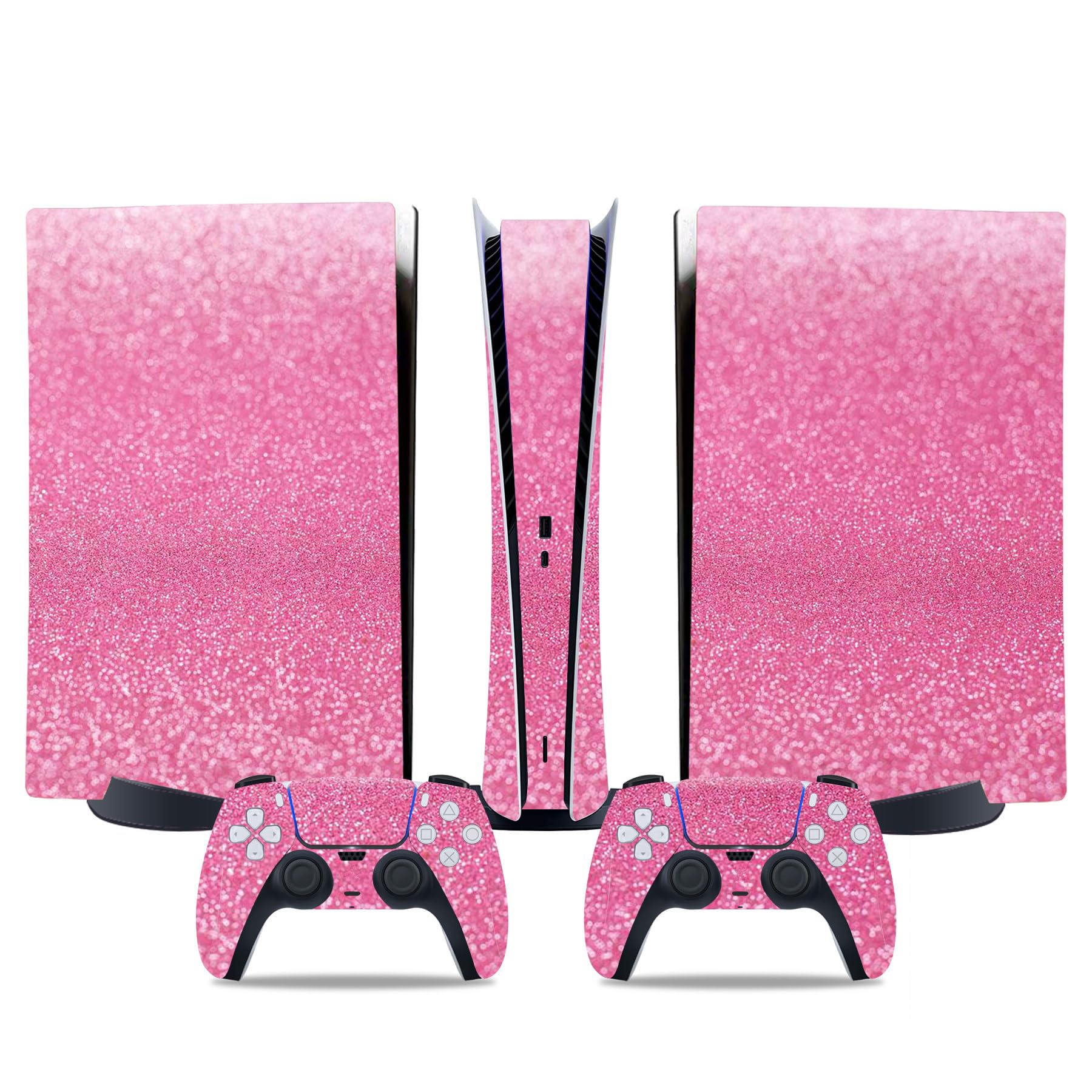 Decal Skin for Ps5 Digital, Whole Body Vinyl Sticker Cover for PlayStation 5 Digital Console and Controlle (Pink, PS5 Digital)