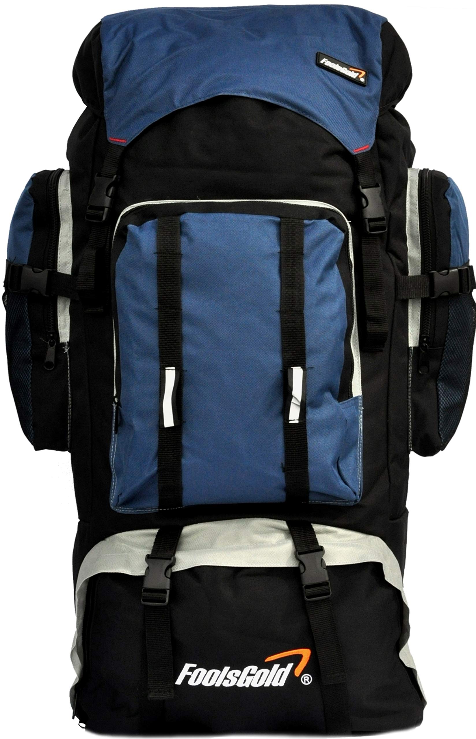 foolsGold XL 100L Hiking, Camping, Travel Backpack Rucksack with Dual Access - Navy
