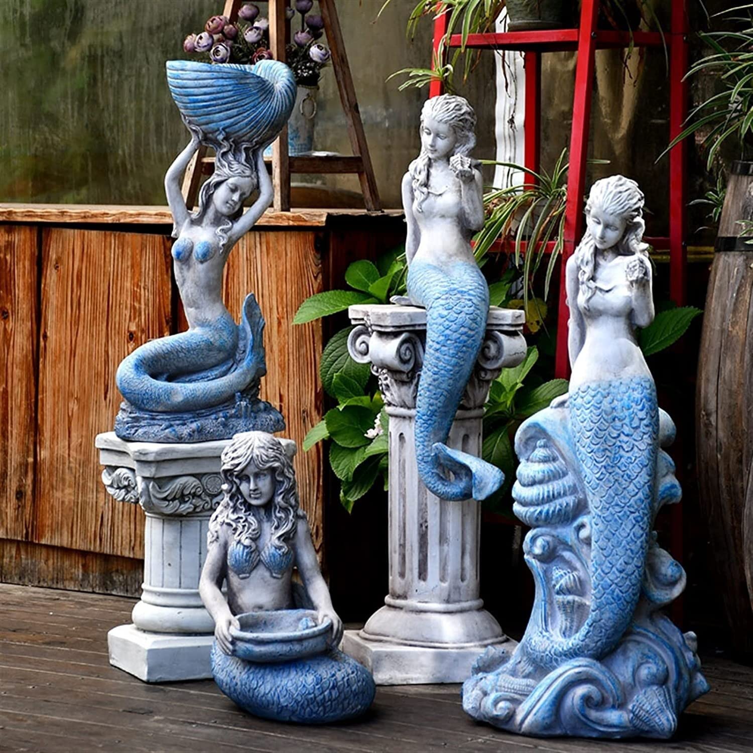 Statua Sirena In Resina Per Decorazione, Dimensioni 17x6x9 Cm, Per Giardino, Casa, Libreria O Angolo Tavolo - Regalo Romantico E Artistico