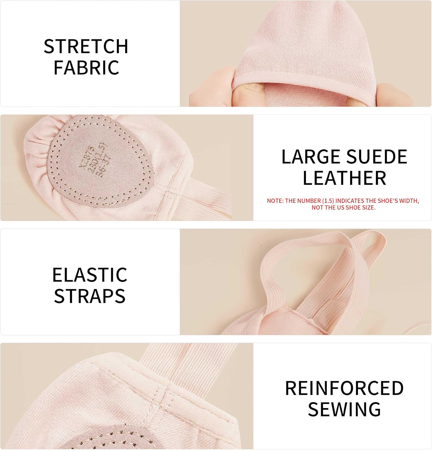 Daydance Half Soles Dance Shoes, Canvas Lyrical Ballet Shoes for Girls/Women - Image 3