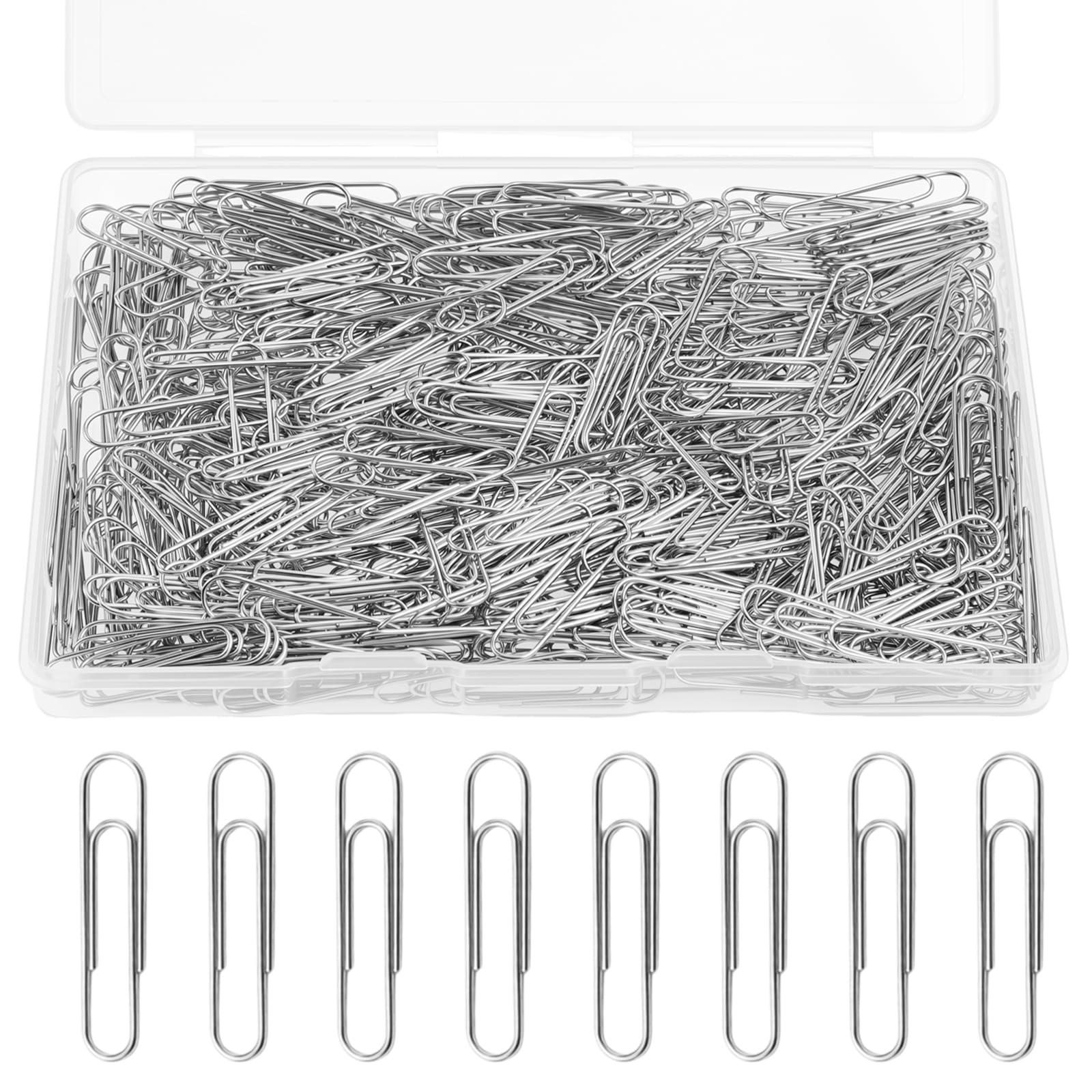 Thboxes 500 Pcs Silver Paper Clips, Plastic-Coated Metal Paperclips Paper Clips Clamps with Box for Office School Stationery Document, Small Paper Clips(33mm, Silver)