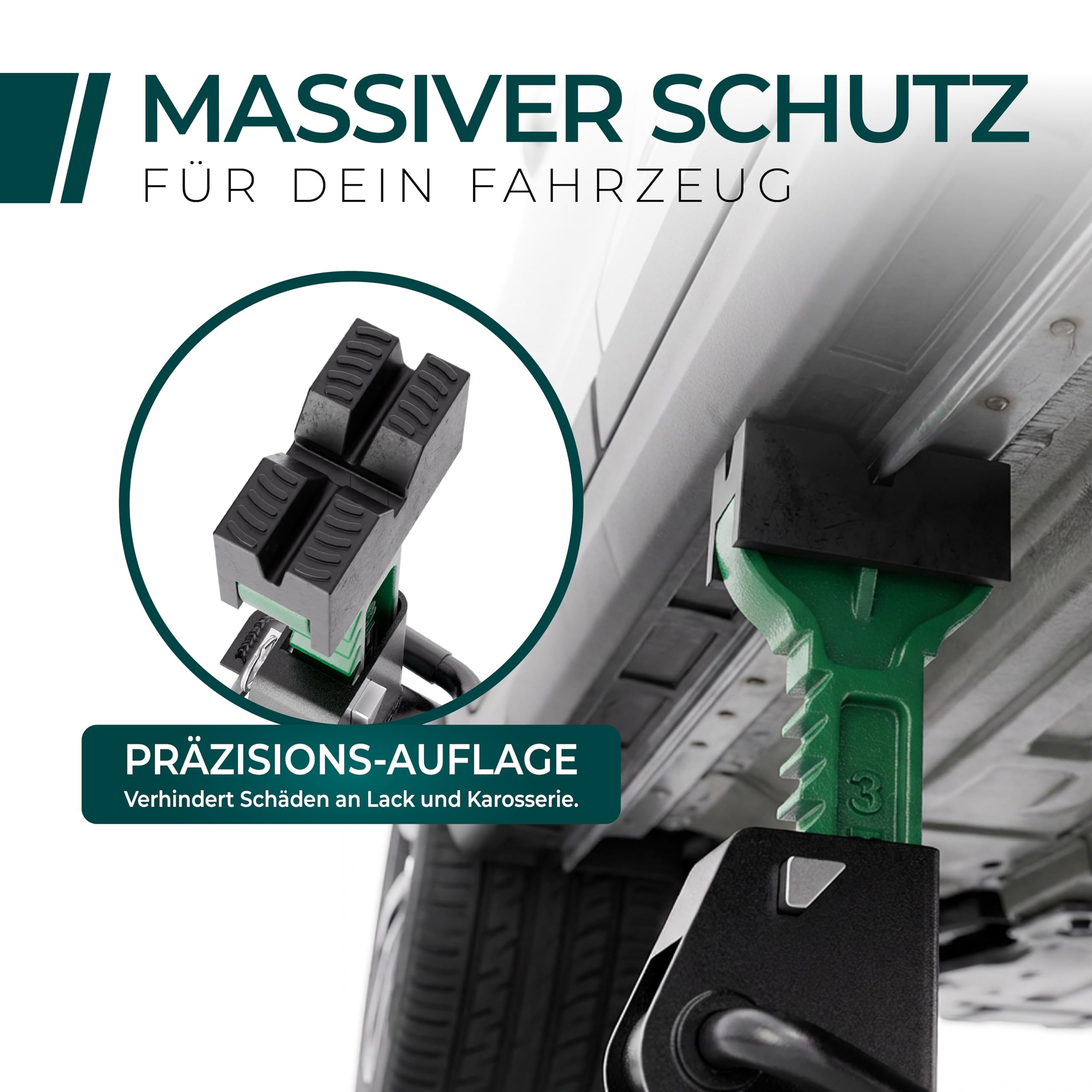 CargoVA® Unterstellbock 3T [2er Set] mit Gummiauflage – TÜV GS Geprüft & Höhenverstellbar (300-444mm) – 3000kg Unterstellböcke KFZ mit Doppel-Sicherung – Auto Böcke für PKW & SUV
