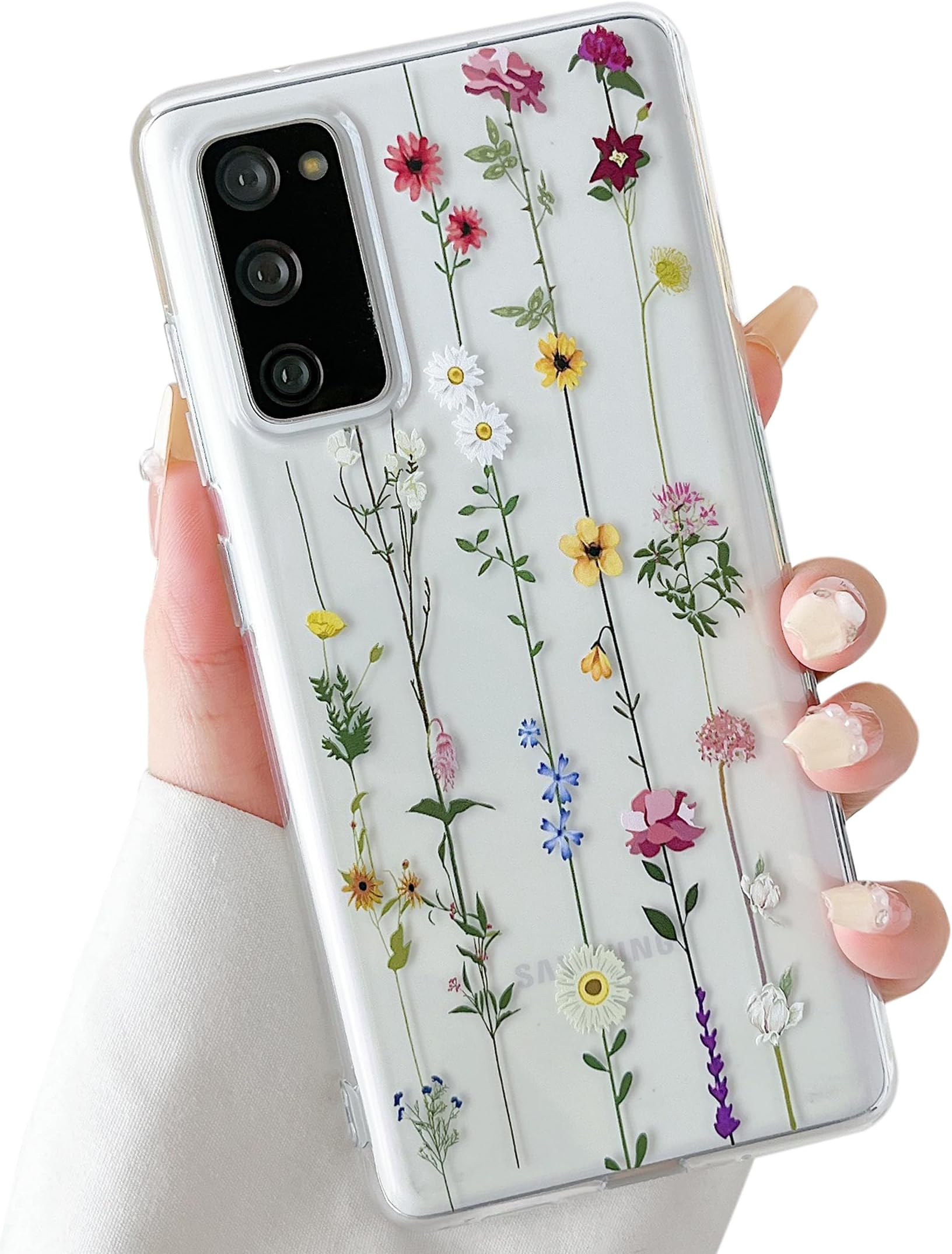 ZTOFERA Compatible with Samsung Galaxy S20 FE 4G/5G Case for Girls Women, Flexible Soft Silicone Protective Phone Case with Cute Climbing Flowers Floral Pattern Shockproof Bumper Cover, Clear